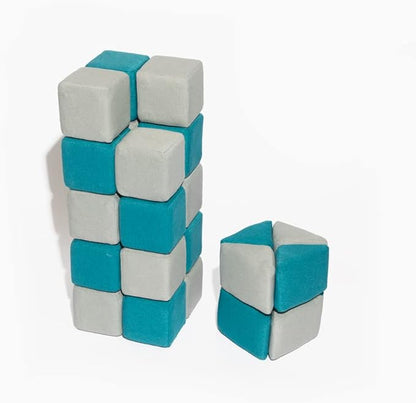Freshly Picked MagnetBlox Magnetic Construction Blocks for Kids, Standard Set, Blue Gray