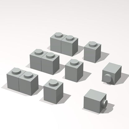 Classic Building Brick Bulk, 1x1 120 Piece, Compatible with Lego Parts and Pieces: (Color:Light Gray)
