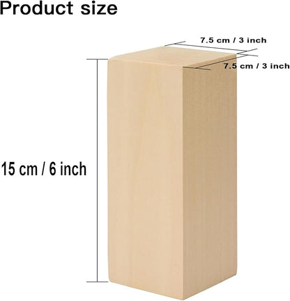 2 Pack Unfinished Basswood Carving Blocks Kit, 6 x 3 x 3 Inch Unfinished Bass Wood Whittling Soft Wooden Carving Block Set for Kids Adults Wood Carving Beginner