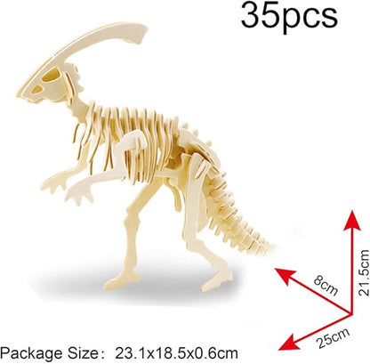 Georgie Porgy 3D Wooden Puzzles for Kids Toys Construction Woodcraft Kits DIY Model Puzzle Kits Birthday Gifts Pack of 3 (Parasaurolophus Apatosaurus Triceratops)