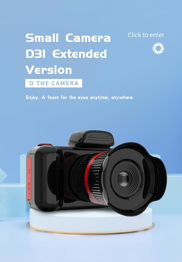 Kids Camera,Kids Digital Camera with Rotating Zoom Lens,1080P HD Digital for Kids with Flash,32GB SD,Christmas Birthday Gifts for Girls Boys 3-12 (Sky Blue, D31)