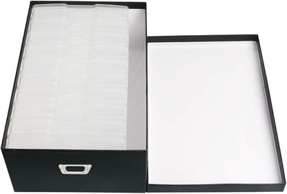 novelinks Photo Case 4" x 6" Photo Storage Box - 10 Inner Picture Storage Container (Black, 2 Pack)