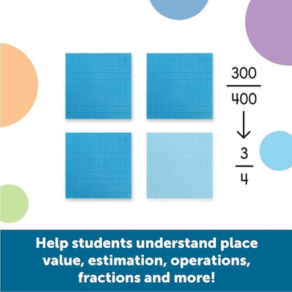 Learning Resources Plastic Base Ten Flats, Early Math, Counting, Place Value, Homeschool, 10 Pieces, Ages 6+