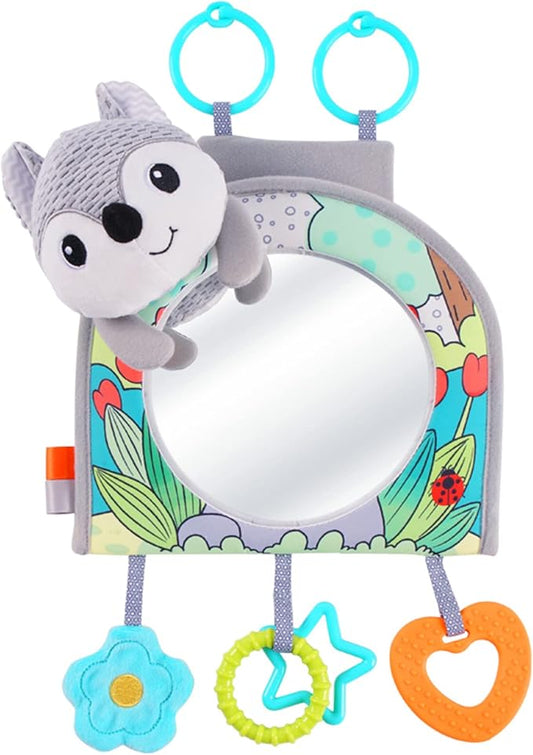 Koty Infant Car Seat Toy - Kick and Play Activity Center with Mirror, Teether and Crinkle Paper, Fun Travel Baby Toy for Rear Car Seat, Easier Drive with Newborns, Babies