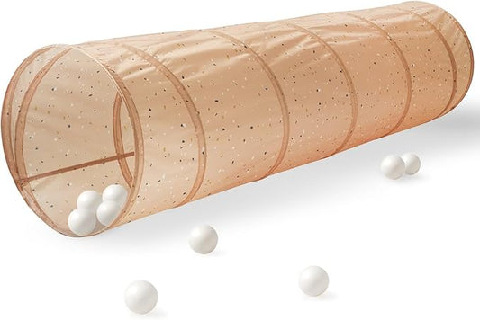 3 Sprouts Kids Play Tunnel - Pop Up Collapsible Tunnels with Recycled Fabric - Fun Crawling Tunnel for Toddler, Baby, Children to Crawl Through, Gross Motor Toy for Indoor Play - Terrazzo Clay