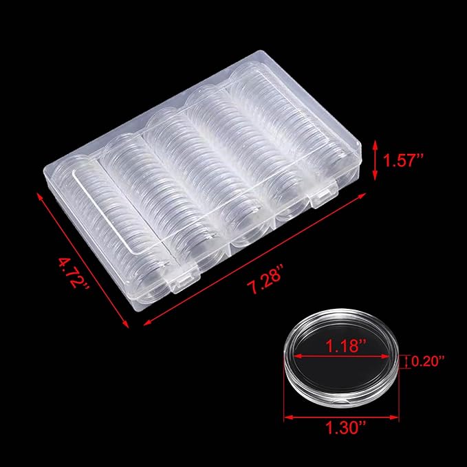 200 Pieces 30mm Coin Capsules Coin Holders for Collectors, with Foam Gasket and Plastic Storage Organizer Box, 5 Sizes (17/20/25/27/30mm) Coin Case for Coin Collection Supplies