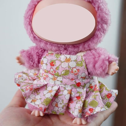 2-Piece Clothes for Labubu (NO Doll), Handmade Liberty Fabric Dress and Bow Set for 17CM Dolls, Cute Outfit Accessories (PAYSANNE-Blossom)