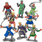 Liberty Imports 8 PCS Medieval Knight Figures - Toy Soldiers Free-Standing Figurines with Realistic Details, Medieval Party Decorations and Cake Toppers, Knight Party Favors for Kids