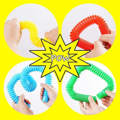 40 Large Jumbo Pop Tubes Sensory Fidget Toys for Party Favor, Classroom Prizes, Birthday Christmas Valentine Gift