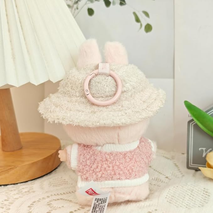 5 Set 17cm Doll Clothes, 17cm Doll Clothing Set, Light Pink Heart-Shaped Velvet hat + Small Camera + Glasses + Canvas Shoes(No Doll Included)