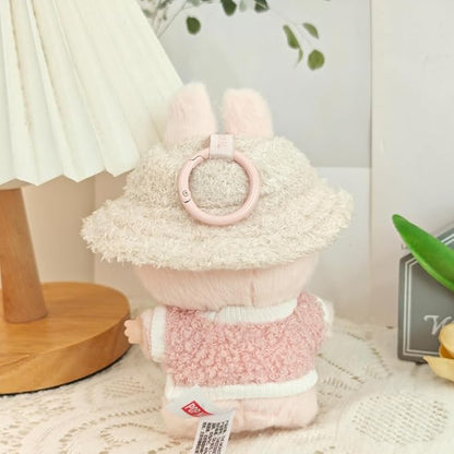 5 Set 17cm Doll Clothes, 17cm Doll Clothing Set, Light Pink Heart-Shaped Velvet hat + Small Camera + Glasses + Canvas Shoes(No Doll Included)
