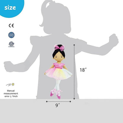 June Garden 16" Ballerina Princess Stella - Stuffed Plush Soft Doll - Pink Outfit - Gift for Toddlers and Little Girls
