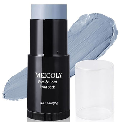 MEICOLY Grey Face Body Paint Stick(1.06 Oz),Sweatproof Waterproof Full Body Paint ,Blendable Face Paint for Halloween SFX Zombie Homestuck Grayscale Cosplay Makeup