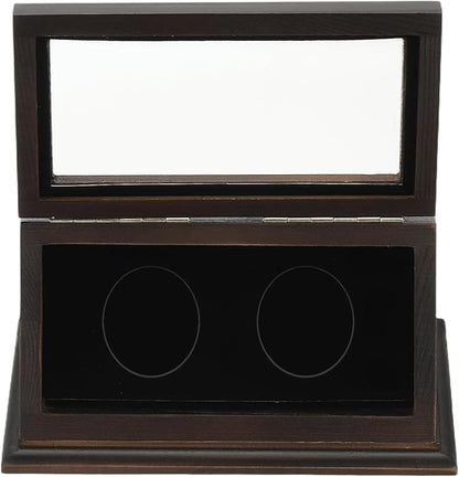 PATIKIL Coin Display Case, 2 Slots Coin Presentation Display Box Coin Box Coin Case with Coin Holder Fit 38-44.5mm Coin for Silver Dollar Collectors, Brown
