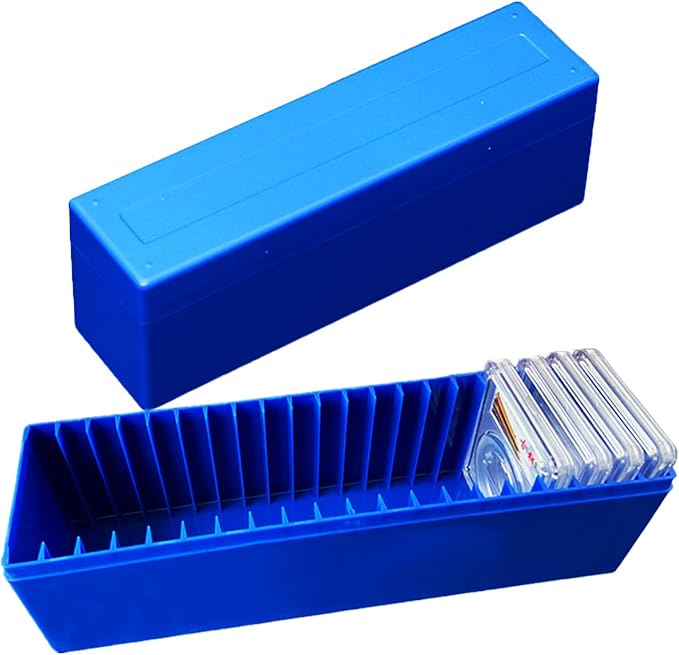 MUDOR 4 Pack Coin Slab Storage Box, Plastic Holder Case Compatible with 20 PCGS Slab, Olny Box (BLUE, 4)
