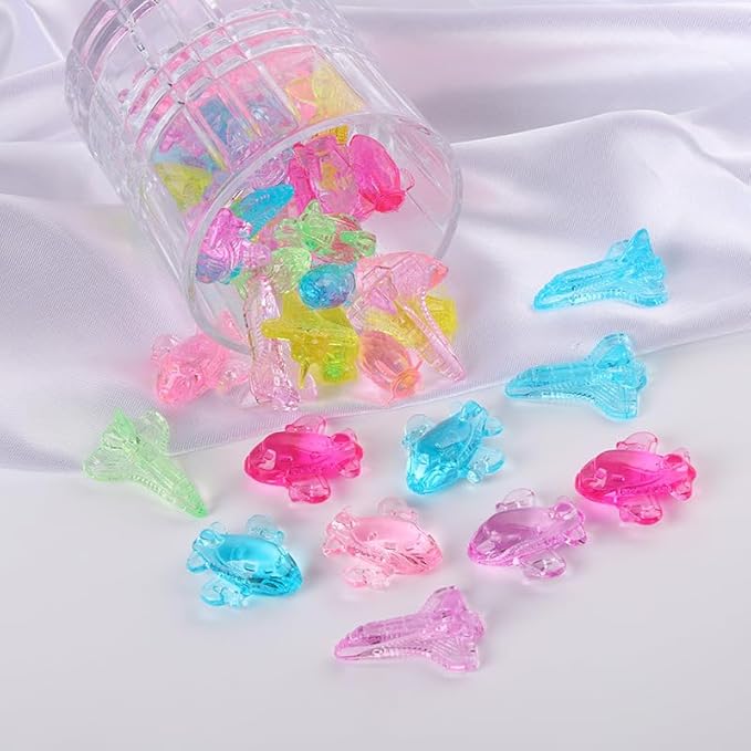HappyFiller 90 Pcs Acrylic Mini Planes Small Plastic Airplane Bulk 9 Colors Perfect for Crafting, Party Favors,Home Decor, Table Scatters,Creative Art Projects
