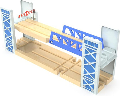 Z MAYABBO Wooden Train Set Accessories Wood Railway Bridge for Railroad Tracks, 2-Level Overpass Compatible for All Railway Tracks System