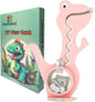 A3 Dinosaur Piggy Bank for Kids Boys Girls, Wooden Coin Bank with Large Clear Acrylic Belly, Cute Money Savings Box Toy Gift for Toddlers Birthday Christmas (Pink)