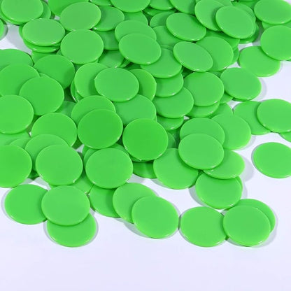 Coopay 1-1/5 inch Plastic Learning Counters Disks Bingo Chip Counting Discs Markers for Math Practice and Poker Chips Game Tokens, 200 Pieces(Green)
