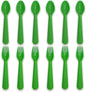 12 Pcs Kids Spoons and Forks Toddler Utensils Plastics Reusable Silverware Baby Cutlery Set Feeding Dinnerware Utensils BPA Free Microwave Dishwasher and Freezer Safe- Green