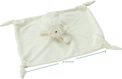 CREVENT Cozy Plush Baby Security Blanket Loveys for Baby Girls Boys, Minky Front and Back with Animal Face (Ivory Sheep)