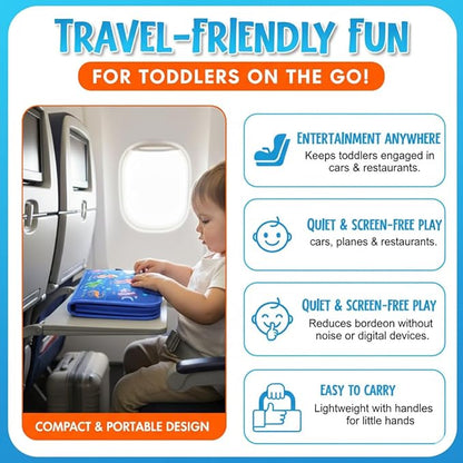Busy Board Montessori Toy for Toddlers Ages 1-4 – Sensory Activity Board for Fine Motor Skill Development, Educational Travel Toy for Airplane & Car, Learning Toys for Boys & Girls