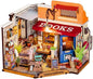 ROBOTIME DIY Miniature House Kit Mini Corner Bookstore Tiny House Making Kit with LED Wooden Craft Diorama Kit Decorative Hobby Unique Gift
