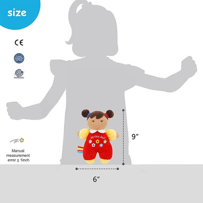 June Garden 9" My First Doll Ava - Soft Plush Baby Doll - Red Outfit
