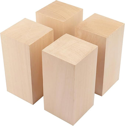 6 Pack Basswood Carving Blocks, 6x3x3 Inches Basswood Blocks for Beginner to Advanced Carvers, Ideal for DIY Projects and Gifts, Soft and Smooth, Easy Whittling and Carving,by GNIEMCKIN