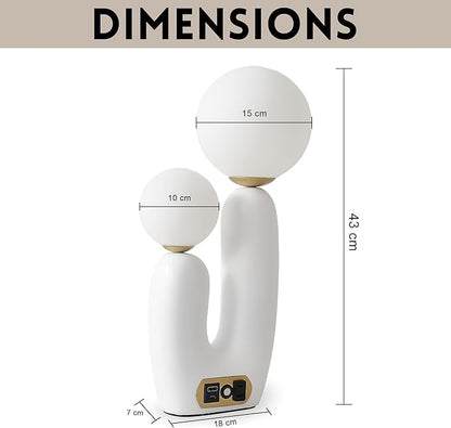 Decorative Mushroom Lamp, Resin Lamp for Desk, Unique Globe Lamps for Bedrooms and Side Tables, Desk Lamps for Night Stands, Portable Table Lamps for Living Room (White)