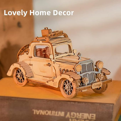 Rowood 3D Puzzles for Adults, Model Car Kits, DIY Wooden Toys Craft Gift on Birthday Christmas for Adult-Vintage Car