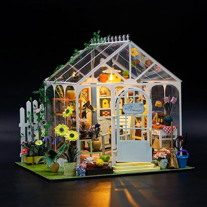 Flever DIY Miniature House Kit, Tiny Home Kit with LED Light, Mini House Build Craft Kits for Adults and Teens, Home Decor Creative Gift for Family/Friends(Sunshine Flower)