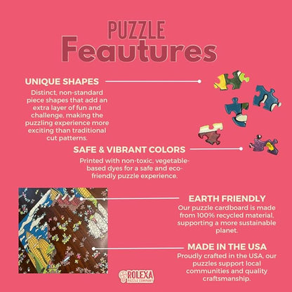 Cats, Eyes, & Mushrooms 1000 Piece Jigsaw Puzzle from Rolexa Puzzle Company