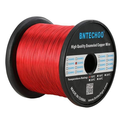 BNTECHGO 26 AWG Magnet Wire - Enameled Copper Wire - Enameled Magnet Winding Wire - 3.0 lb - 0.0157" Diameter 1 Spool Coil Red Temperature Rating 155℃ Widely Used for Transformers Inductors