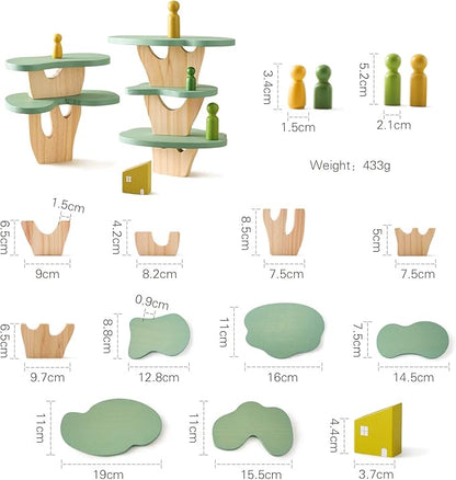 WOODEN TEETHER Wooden Tree Toy Pack of 15 Wood Forest Sensory Toys for Boys and Girls Educational Montessori Toys for Preschool Kids