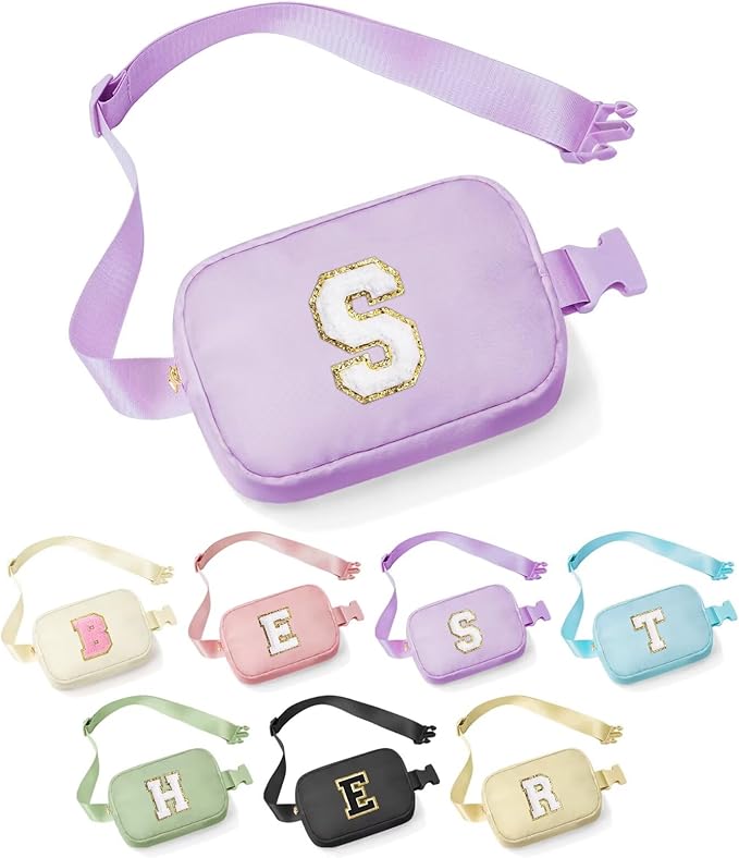 YOOLIFE Birthday Gifts for Women - 30th 40th 50th 60th 70th Birthday Gifts for Mom Daughter Her Friend Sister Girlfriend, Personalized Gifts Christmas Gifts, Initial Belt Bag Crossbody Bags, Purple S