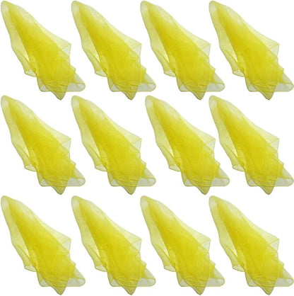 Hoerev Pack of 12 Approx. 24" x 24" Juggling Dancing Scarves Floaty Scarves,Single Colors, 12pcs Yellow
