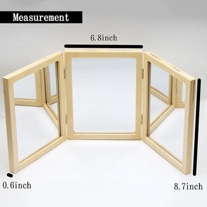 Montessori & Reggio Inspired Children Mirror, Preschool Classroom Essential, 3 Panels, 3-in-1 Folding, Small Mirror for Light Table Explore