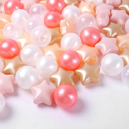 Ball Pit Balls Pack of 100 200 500 - Star and Round Set BPA Free Phthalate Free Non-Toxic Crush Proof Play Balls Soft Plastic Balls for Toddlers Baby Kids Birthday Pool Tent Party