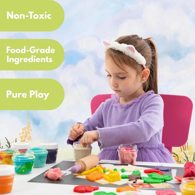 Natural Play Dough Set, Non-Toxic, Super Soft, Long Lasting Playdough, Modeling Dough, Kids Arts & Crafts, Preschool Toys (Pastel Colors), 6-Pack of 4.5-Ounce Cans
