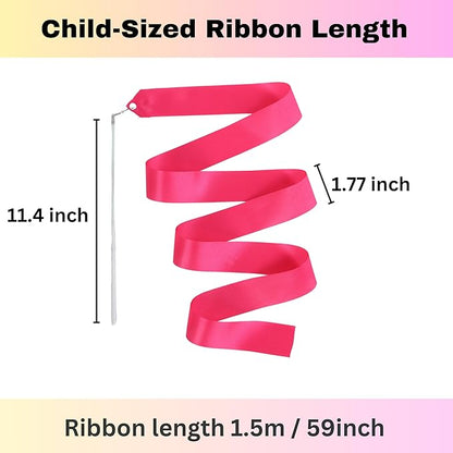 Ribbon Dancing Wands 10pcs Pack, Party Favor for Girls Birthday Favor Bags, Indoor Outdoor Kids Party Games, Gymnastic Party Gifts (Mixed Color with White handle, 10pcs Set)
