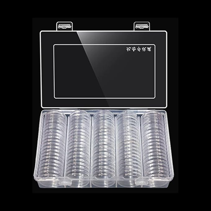 MUDOR 27 mm Coin Capsules for Small Dollar Coins, 100 Pieces Coin Holder with Case, Coin Storage Case Box for Coin Collection, Coin Collection Supplies