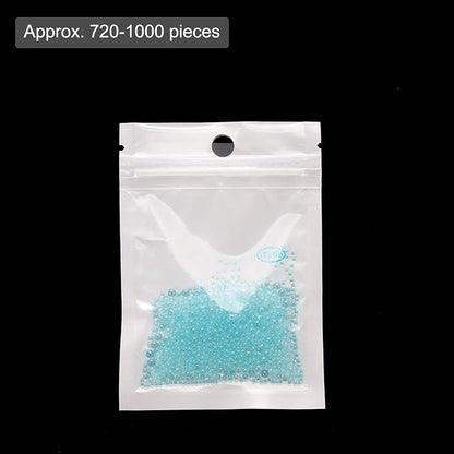 Iridescent Glass Tiny Bubble Beads, 0.4-3mm 10g No Hole Micro Mini Round Lake Blue Water Droplets Beads - Applications: for Resin Filler, Nail Art, Dollhouse Bath Tub