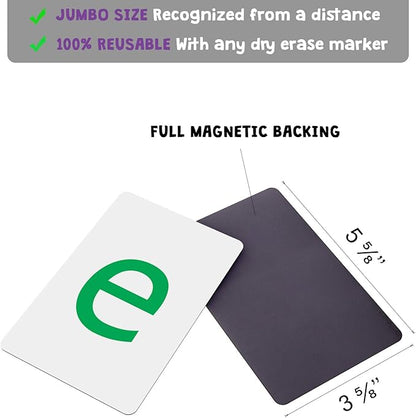 Magnetic Big Alphabet ABC Flash Cards - 36 Sturdy Lowercase Large Letters(3 Sets of Vowels) - for Classroom Teachers, Homeschool, ESL, Kids and Adults