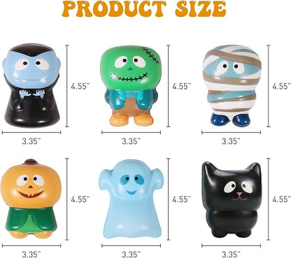 New 6 Packs-Halloween Squishies Toys Slow Rising Party Favors:Pumpkin,Zombie,Black Cat,Mummy,Vampire,Ghost Halloween Treat Bag Classroom Prizes,Stress Relief Toys for Kids Toddlers Gift