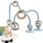 Baby Sensory High Chair Suction Toys for Infant Toddlers 6 12 18 24 Months, Food Grade Silicone String with Oak Loop Montessori Educational Parent-Child Baby Bath Toy (Blue)