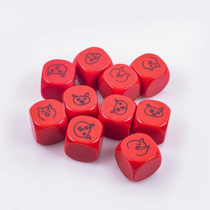 22MM Rounded Blank Six Sided Dice Lianshi Teaching Created Sesources Game Teaching Plastic Cubes Four Colors Choosable (10Pcs, Red)