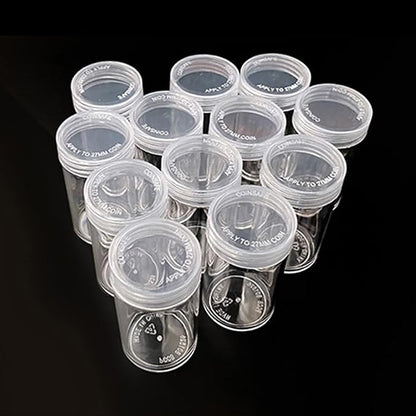 24 Pcs Round Plastic Coin Tubes with Box, Cent Nickel Dime Storage Tubes with Lid, Quarter Dollar Storage Holders Containers Coin Collecting Supplies