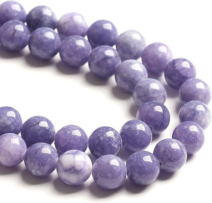 75PCS 10MM Lavender Purple Chalcedony Stone Loose Beads for Jewelry Making DIY Bracelet Necklace
