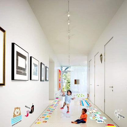 Classroom Decor Sensory Path Decals for Floor & Wall - Dynamic Funny Squat, High Five, Push Wall Hopscotch Floor Stickers for Boosting Gross Motor Skills
